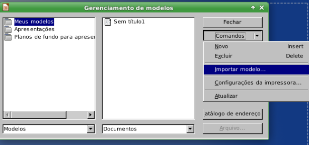 LibreOffice - gerenciamento de modelos